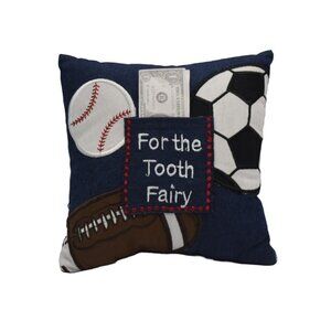Tooth Fairy Pillow 7 in Square Denim Sports Themed